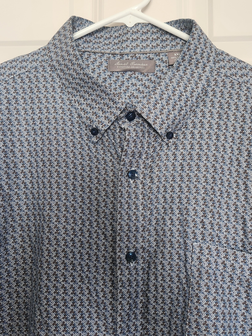 Daniel Cremiux Signature Collection Men’s Blue Patterned Button-Down Shirt